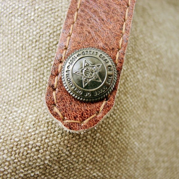 MONA B Upcycled Recycled Canvas and Leather Studded Tote Bag - Picture 11 of 11